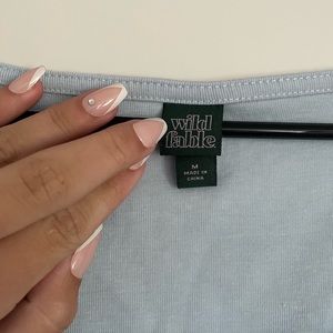 Target Wild Fable Cropped Long Sleeve Light Blue Top with Buttons